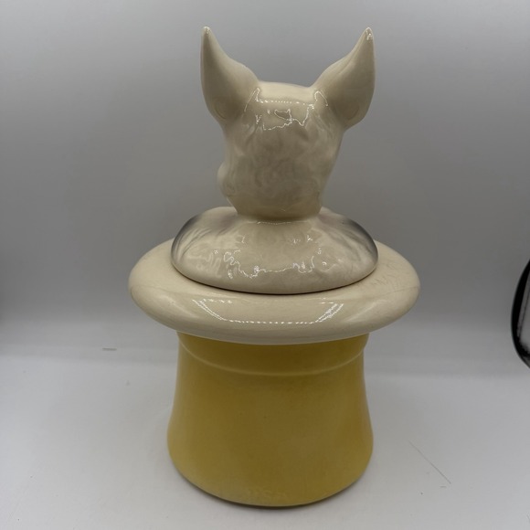 Vintage American Bisque Magic Hat Bunny Rabbit In Yellow Hat Cookie Jar 50s 60s - Picture 4 of 8